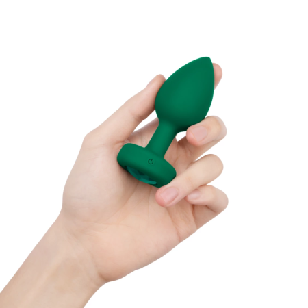 b-Vibe Vibrating Jewel Plug M/L Emerald - Silicone, 15 Modes, USB Rechargeable