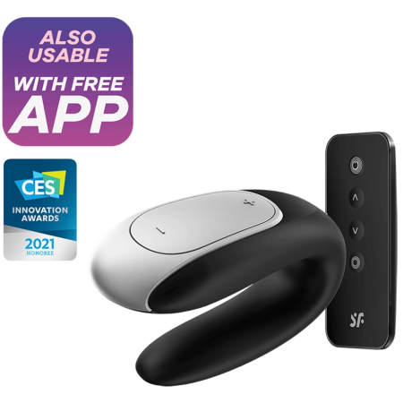 Satisfyer Double Fun Black Couples Device, Dual Motors, App Control