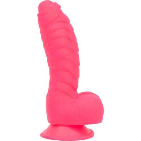 Addiction Tom 18 cm Silicone Ribbed Model Hot Pink with Suction Cup
