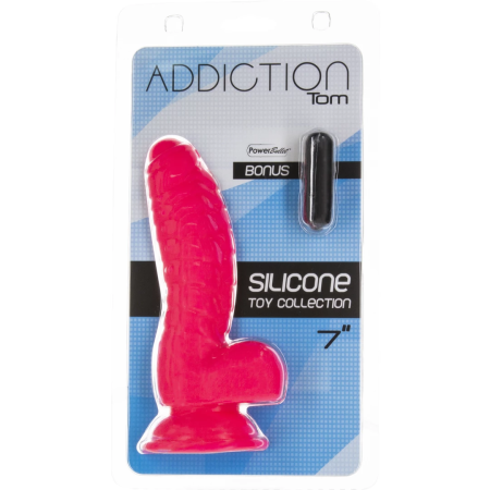 Addiction Tom 18 cm Silicone Ribbed Model Hot Pink with Suction Cup