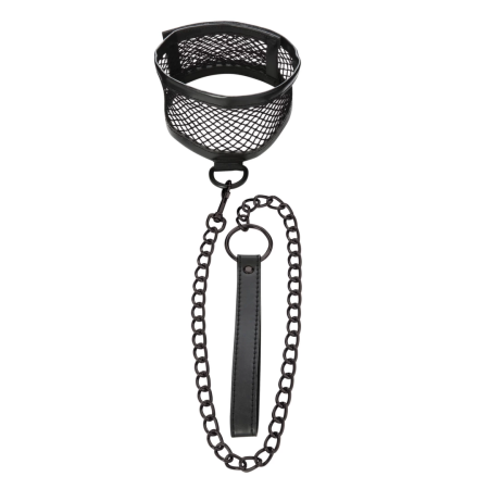Sportsheets S&M Fishnet Adjustable Collar with Leash, 62 cm, Black
