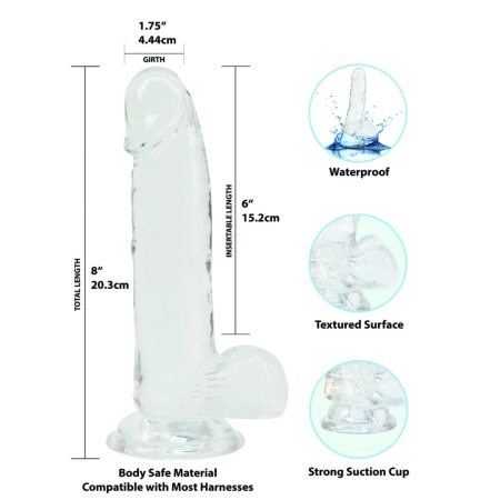 Addiction Crystal Addiction Clear 20 cm Flexible Intimate Model TPE