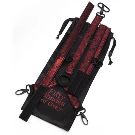 Fifty Shades of Grey Sweet Anticipation Collar & Cuffs Set, Adjustable, Black-Red