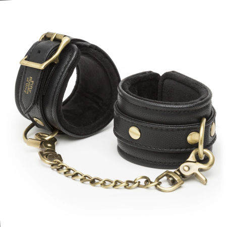 Fifty Shades of Grey Bound to You Wrist Cuffs - Padded Faux Leather, Gold Accents