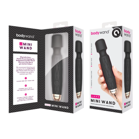 Bodywand Luxe Mini USB Wand Massager Black Flexible Head 7 Modes