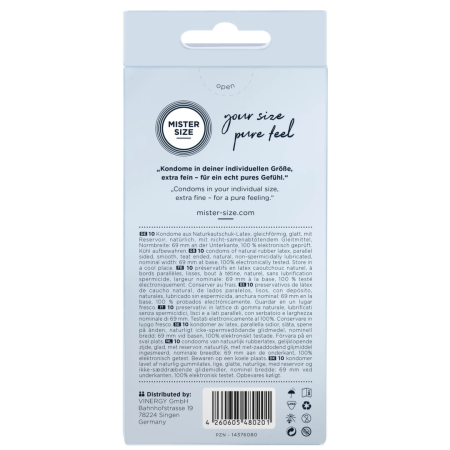 Mister Size 69 mm Condoms 10-Pack - Tailored Comfort, Extra Large Fit