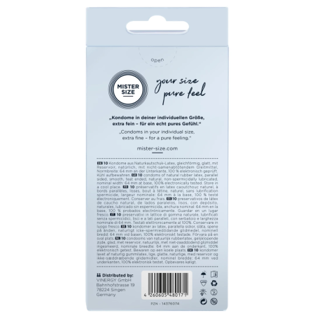 Mister Size 64 mm Premium Latex Condoms 10-Pack - Large Anatomical Fit