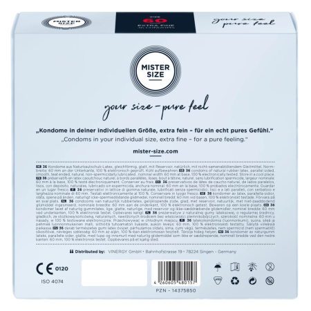 Mister Size 60 mm Condoms 36-Pack - Tailored Comfort & Secure Fit