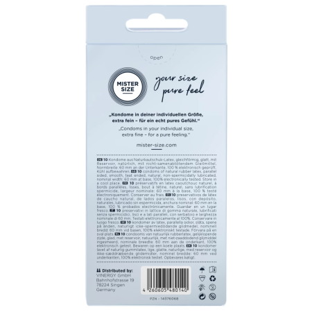 Mister Size 60 mm Condoms 10-Pack - Anatomically Tailored, Ultra-Thin