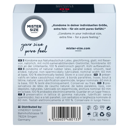 Mister Size 60mm Anatomical Condoms 3-Pack - Tailored Fit & Comfort