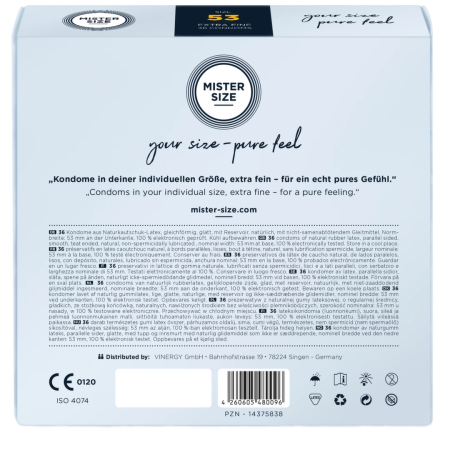 MISTER SIZE 53 mm Condoms 36-Pack - Personalized Fit & Comfort