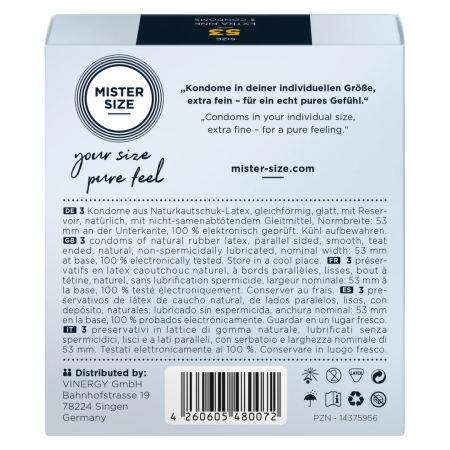 Mister Size 53 mm Anatomically Tailored Condoms 3-Pack
