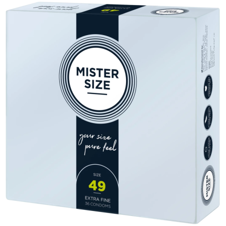 Mister Size 49 mm Condoms 36-Pack - Tailored Fit, Ultra-Thin Latex