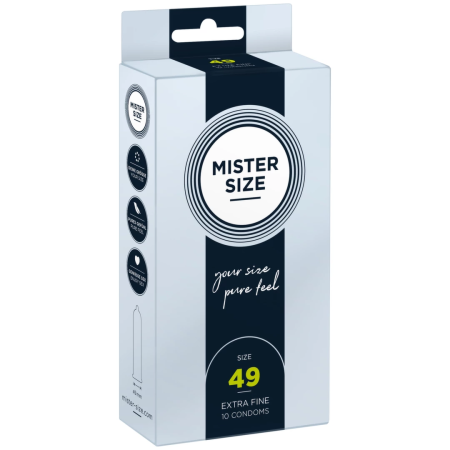 Mister Size 49 mm Condoms 10-Pack - Tailored Fit, Ultra-Thin Latex