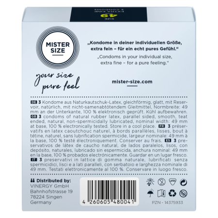 Mister Size 49 mm Comfort Fit Condoms 3-Pack - Tailored Protection