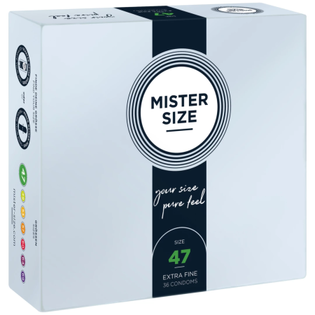 Mister Size 47 mm Condoms 36-Pack - Tailored Fit, Ultra-Thin Latex