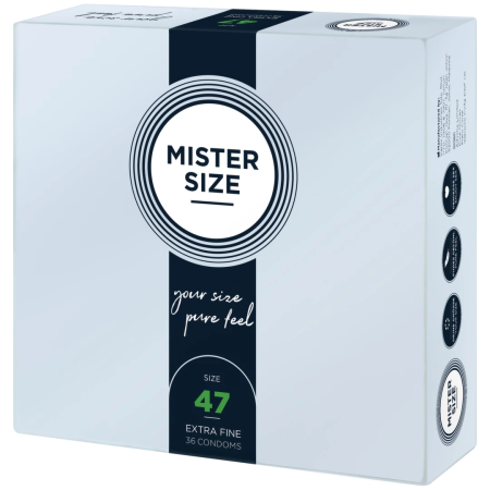 Mister Size 47 mm Condoms 36-Pack - Tailored Fit, Ultra-Thin Latex