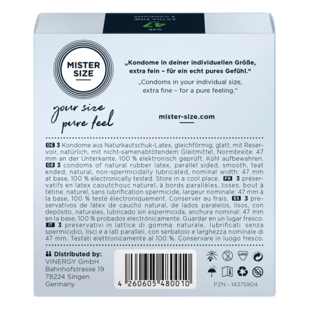 MISTER SIZE 47 mm - Anatomically Fitted Condoms, 3-Pack