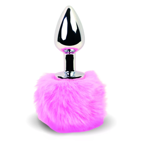 FeelzToys Bunny Tails Pink Plug - Metal Anal Model with Faux Fur Tail