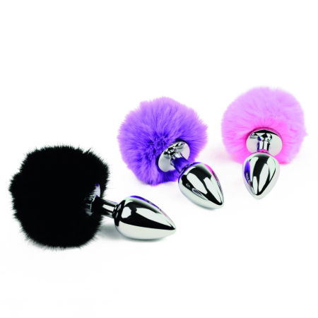 FeelzToys Bunny Tails Pink Plug - Metal Anal Model with Faux Fur Tail