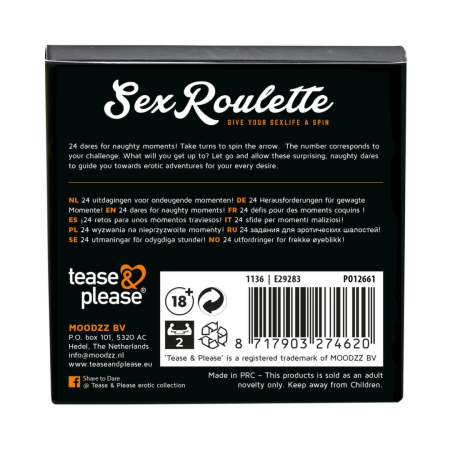 Tease & Please Sex Roulette Naughty Play Couples Game, 24 Challenges