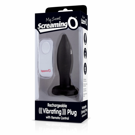 Screaming O Charged Remote Plug Black - Rechargeable Silicone, 4"