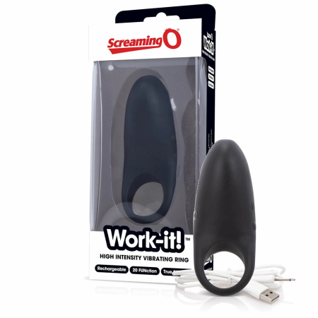 The Screaming O Work-it! Charged Ring Black - 20-Mode Silicone System