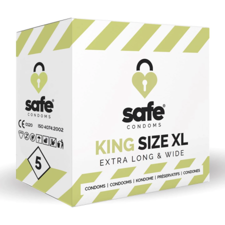 Safe King Size XL Premium Latex Condoms 5-Pack 20.5cm
