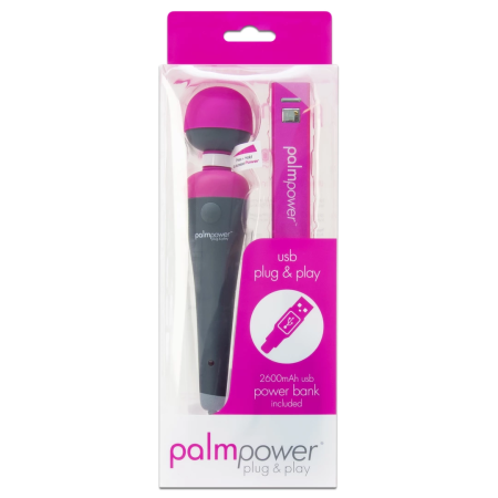 PalmPower Plug & Play Wand Massager Fuchsia 2600mAh USB Powerbank