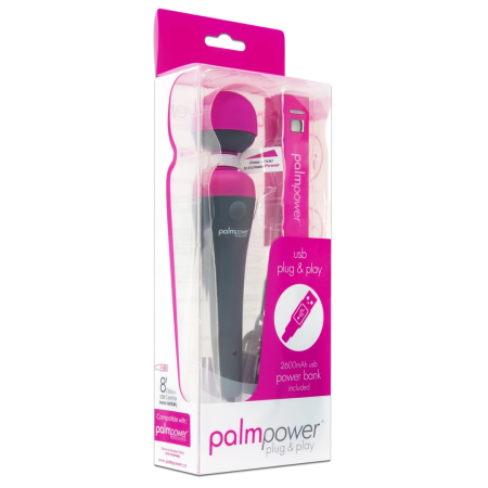 PalmPower Plug & Play Wand Massager Fuchsia 2600mAh USB Powerbank