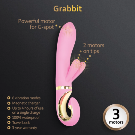 Gvibe Grabbit Pink Intimate Device with Triple Motor System 18 cm