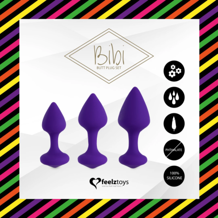 FeelzToys Bibi Set of 3 Silicone Intimate Plugs Purple