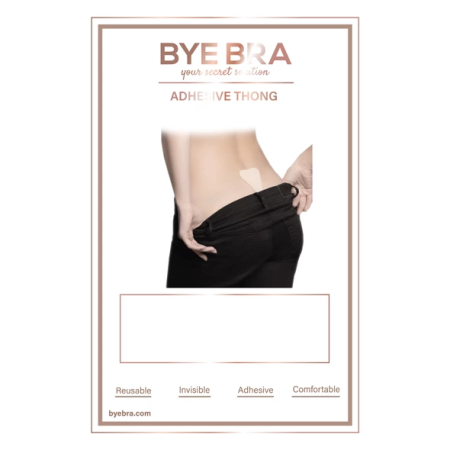 Bye Bra Adhesive Thong Lace Finish Black One Size - Invisible Comfort