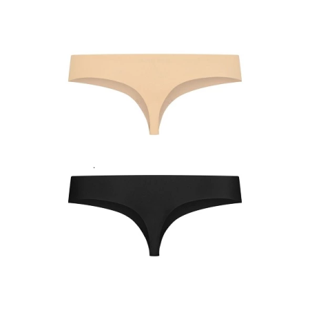 Bye Bra Invisible Thong Set Nude & Black M - Seamless Comfort Duo