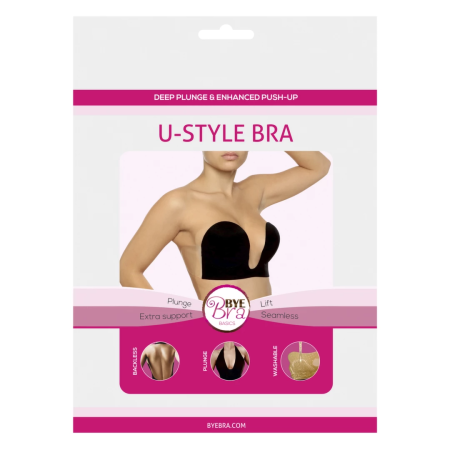 Bye Bra U-Style Support Bra Cup B Black - Adhesive, Low-Cut Solution