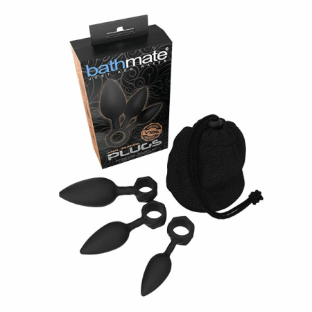Bathmate Anal Training Set Silicone Ergonomic Plugs 3 Sizes Black