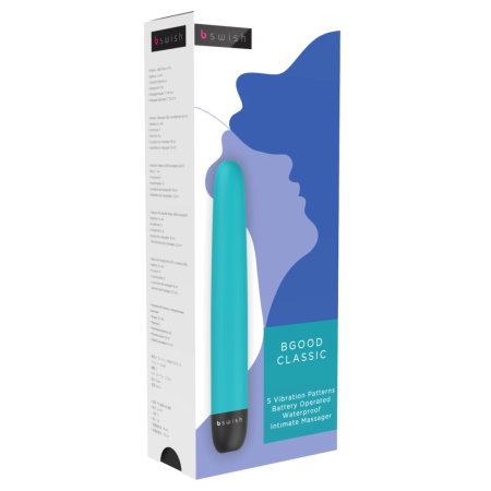B Swish Bgood Classic Intimate Massager Jade 17.8cm Waterproof Blue
