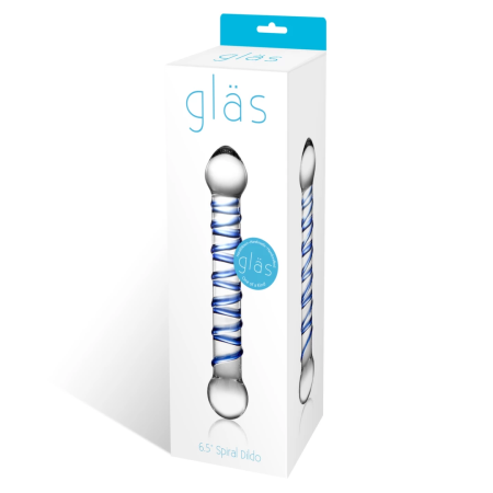 Glas Spiral Glass Intimate Device with Blue Raised Texture 16.5cm