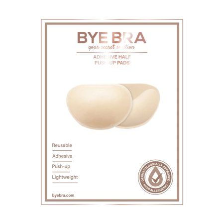 Bye Bra Adhesive Half Push-Up Pads Nude - Invisible Support Reusable