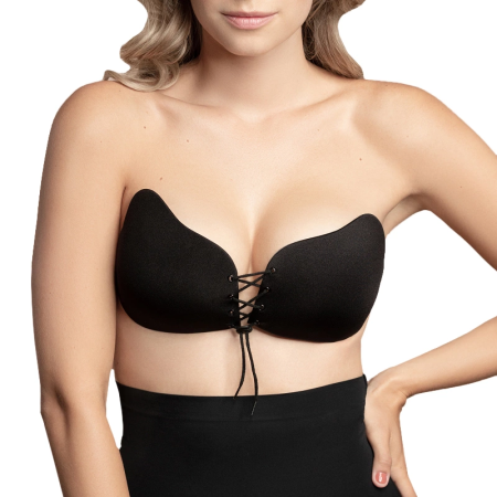 Bye Bra Lace-It Bra Cup A Black - Adjustable Strapless Invisible Support