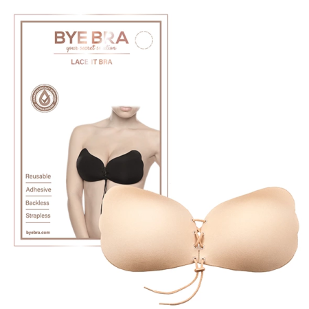 Bye Bra Lace-It Bra D Nude - Adjustable Strapless Adhesive Support