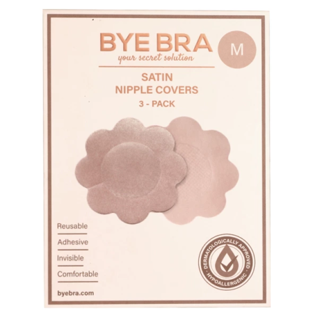 Bye Bra Satin Nipple Covers Nude | 3 Pairs | Flower-Shaped, Ultra-Thin