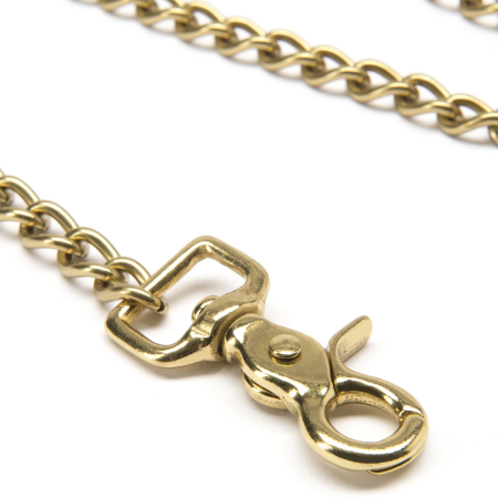 Coco de Mer Brown Leather Lead with Antique Brass Chain 43in