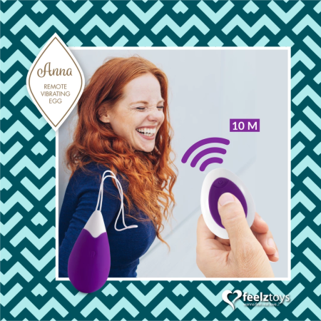 FeelzToys Anna Deep Purple Wireless Vibrating Egg, 10 Modes, USB