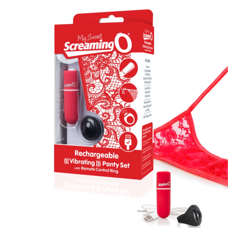 The Screaming O Charged Remote Panty System Red, USB Rechargeable
