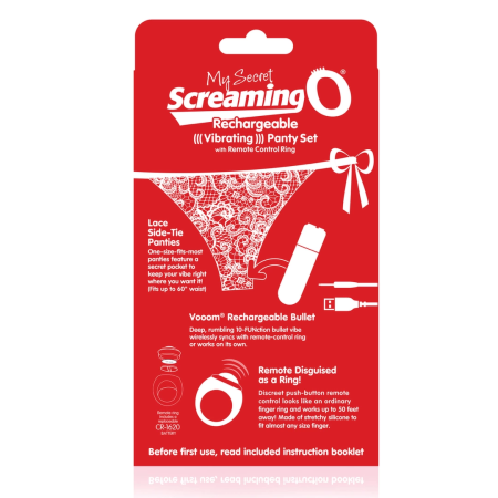 The Screaming O Charged Remote Panty System Red, USB Rechargeable