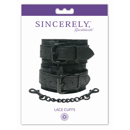 Sportsheets Sincerely Lace Cuffs - Elegant Black Adjustable Model