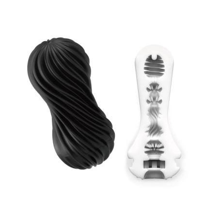Tenga Flex Rocky Black Intimate Spiral System, Reusable, Firm Texture