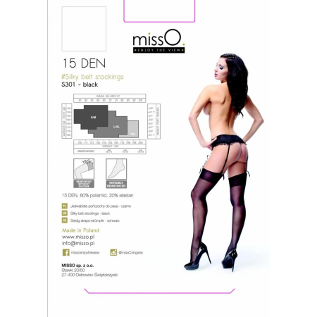MissO S301 Classic Black Suspender Stockings S/M
