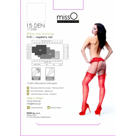 MissO S101 Red Suspender Stockings S/M - Durable Knit, Classic Style